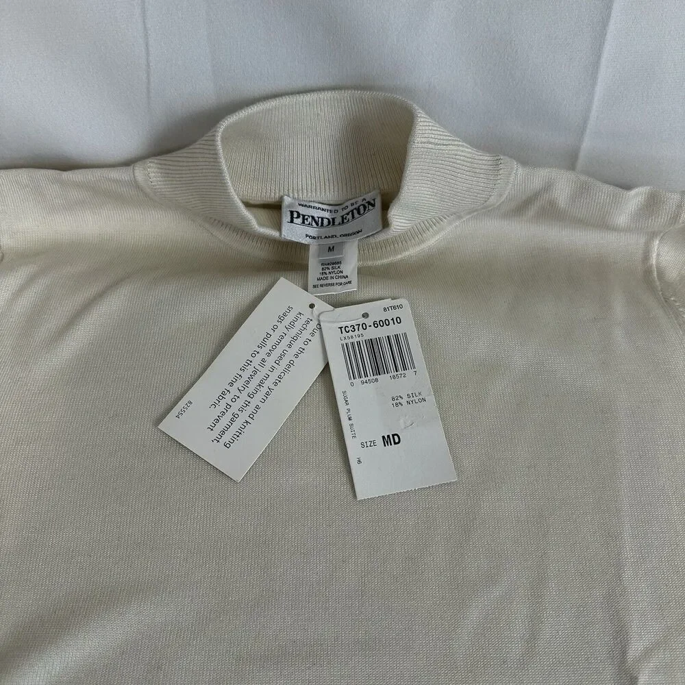 Pendleton Women's Classic Ivory Mock Neck Sweater Silk and Nylon NWT - Size MED - Picture 7 of 11